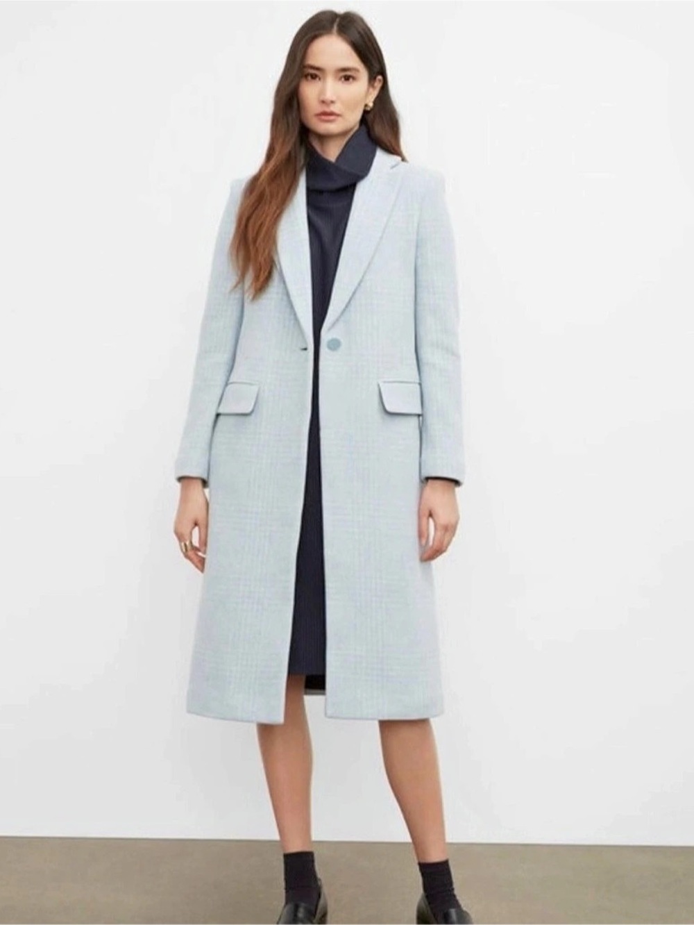 NWT Club Monaco Coat Wool Blend Pale Blue Medium